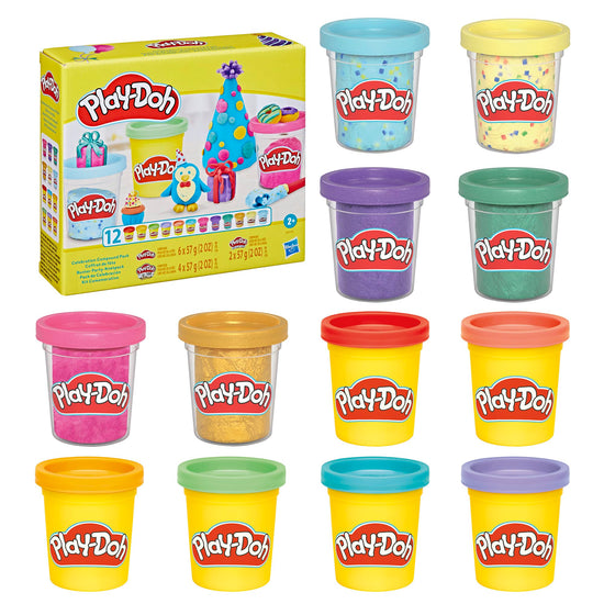 Play-Doh sculpting material — includes confetti and metallic shine colors