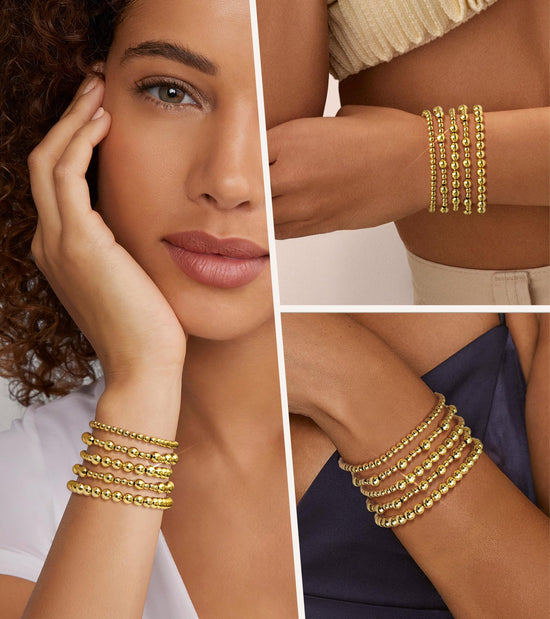 adoyi bracelet set — 14K gold plated beaded stretch bracelets for women