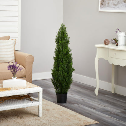 Nearly Natural artificial tree — 4ft faux cedar with nursery planter and UV resistance