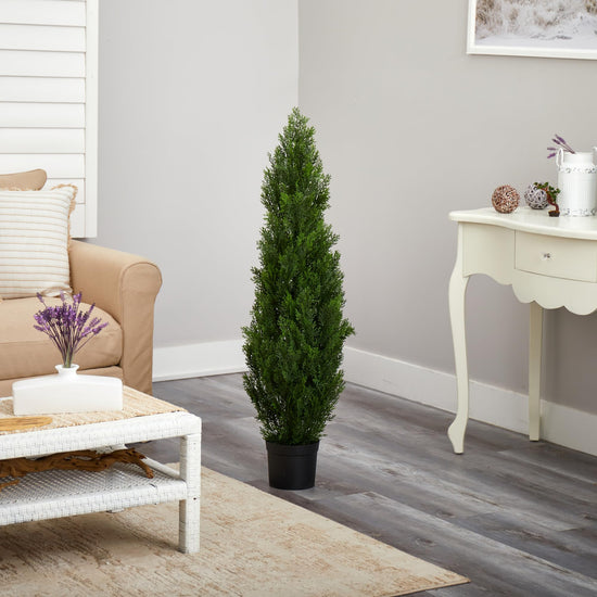 Nearly Natural artificial tree — 4ft faux cedar with nursery planter and UV resistance