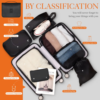 HOTOR packing cubes - lightweight and water-resistant suitcase organizers set
