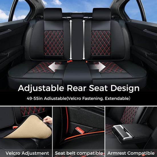 Huidasource seat covers — full set waterproof nappa leather in black and red