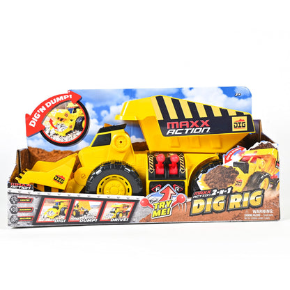Maxx Action motorized dig rig – excavator and dump truck toy with joystick control for toddlers
