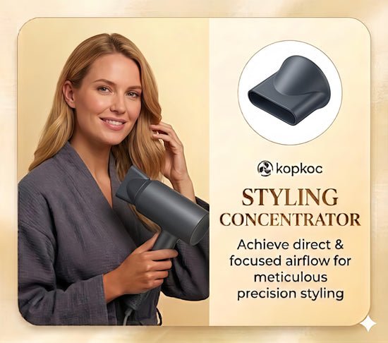 KOPKOC Professional Ionic Hair Dryer, High Speed 110,000 RPM Brushless Motor Blow Dryer with 200M Negative Ions, Lightweight Fast Drying Low Noise, Magnetic Nozzle