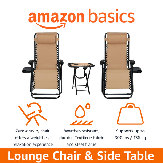 Amazon Basics zero gravity chair with side table set of 2 — with side table included