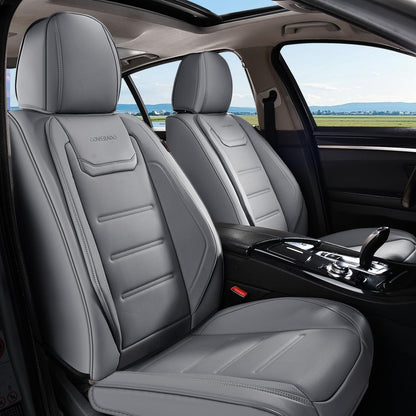 Coverado car seat covers - waterproof leather seat protectors in gray