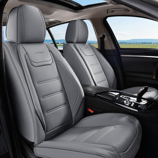 Coverado car seat covers - waterproof leather seat protectors in gray