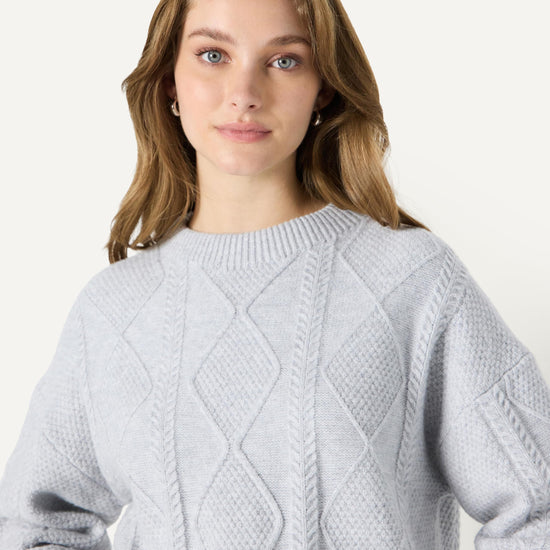 Amazon Essentials relaxed-fit cable crewneck sweater