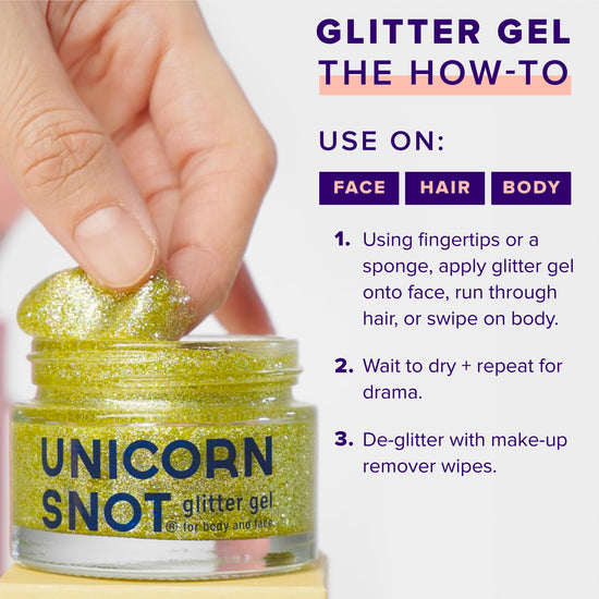 Glitter — Holographic body gel by Unicorn Snot, vegan and cruelty free.