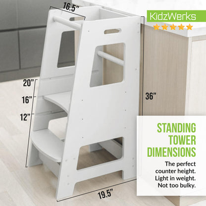 KidzWerks step stool — adjustable wooden platform for kids kitchen use