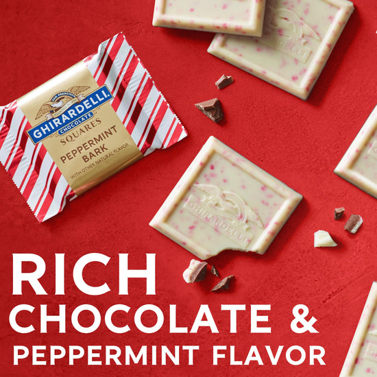 Ghirardelli chocolate candy — Peppermint bark and milk chocolate with pistachio fillingGhirardelli chocolate candy — Peppermint bark and milk chocolate with pistachio filling