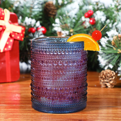 KMIGRUAN drinking cups — embossed vintage design with straws, set of 6, 15oz