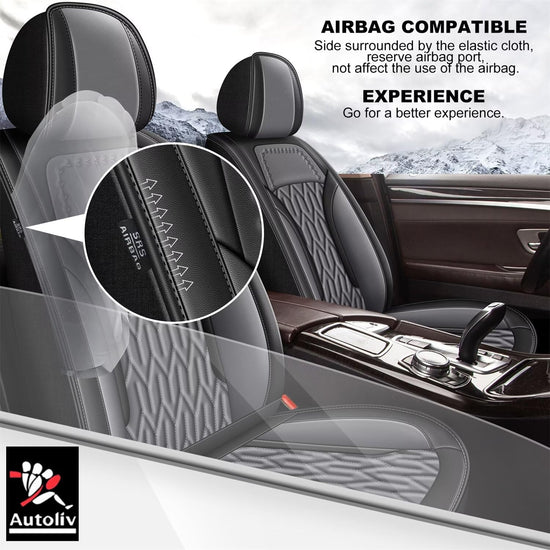 AOMSAZTO vehicle seat cover — custom fit for Honda Accord 2003-2017, black and grey