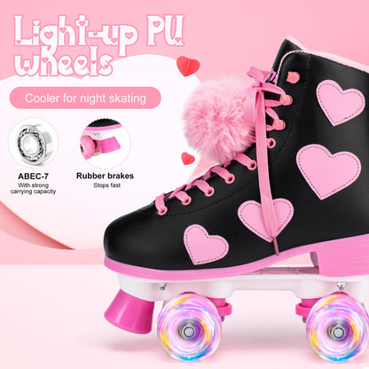 Ruthfot roller skates — Classic design with light up wheels and heart pattern