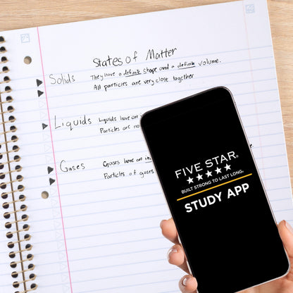 Five Star blank book — pastel doodles design with study app integration