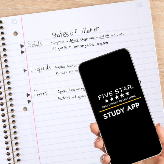 Five Star blank book — pastel doodles design with study app integration