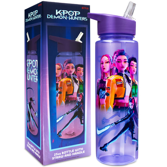 KPop Huntrix water bottle - 25oz leak proof with straw lid for girls