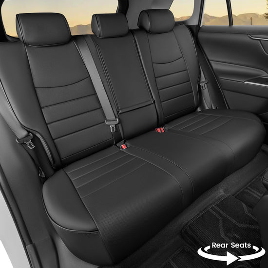 HKZ vehicle seat cover set - Leather for 2019-2025 Toyota RAV4 models LE, XLE, Limited