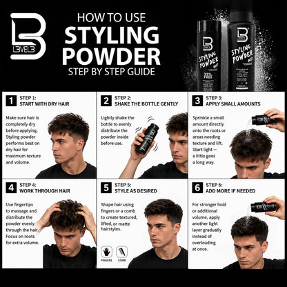 L3 Level 3 styling powder — natural look with no oily residue, 30 grams