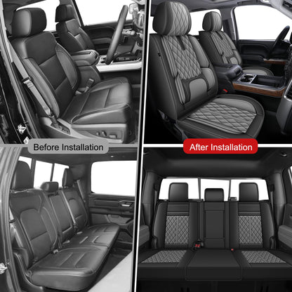 VEHICLE_SEAT_COVER — Custom fit waterproof for Chevy Silverado GMC Sierra 2007-2025 5 seats Gray