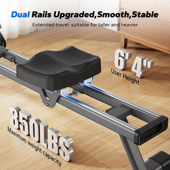 Merach rowing machine — magnetic resistance with dual slide rail and app compatibility