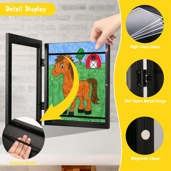 Picture frame — Changeable design for kids' artwork display and storage