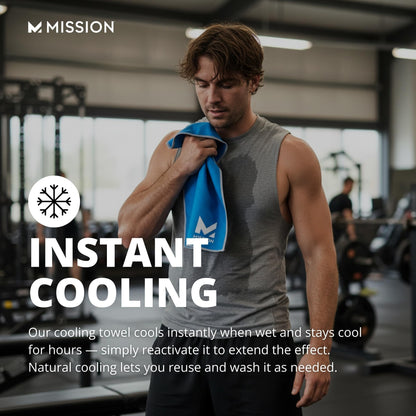 MISSION cooling towel — soft microfiber with UPF 50 protection and machine washable