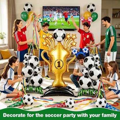 Myfivo Soccer Party Decoration Set - 9PCS Soccer Foil Balloons Kit