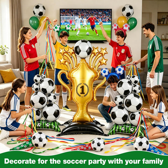 Myfivo Soccer Party Decoration Set - 9PCS Soccer Foil Balloons Kit