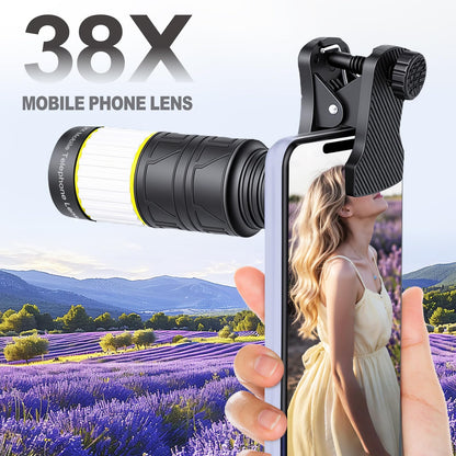 38X Phone Camera Lens for iOS and Android Cellphones, Telephoto Zoom Mobile Phone Lens with All-Purpose Phone Holder for Picture & Video Taking
