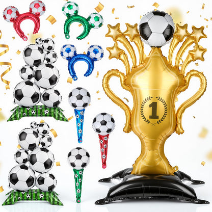 Myfivo Soccer Party Decoration Set - 9PCS Soccer Foil Balloons Kit