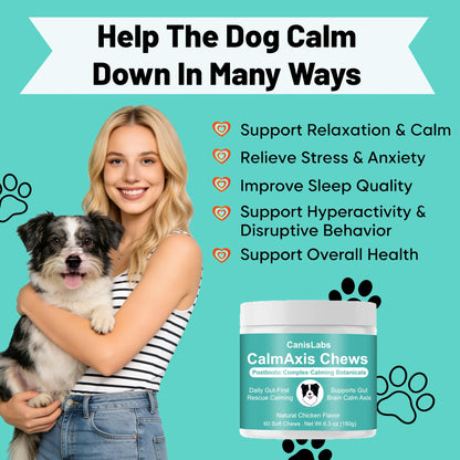 Calmaxis Chews, Calming Chews for Dogs, Soothe Your Pet's Emotions, Reduce Stress and Anxiety for Puppies Small All Dogs, 60 Count (1pc)