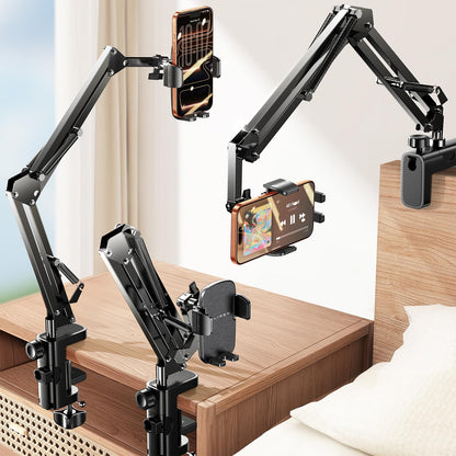 LISEN gooseneck phone holder — flexible arm clamp for desk and bed
