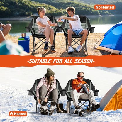 Youtanic Oversized Camping Chair, Portable Folding Camping Chairs with Side Pocket, Cup Holder and Carry Bag, Heavy Duty Outdoor Camping Chairs for Adults