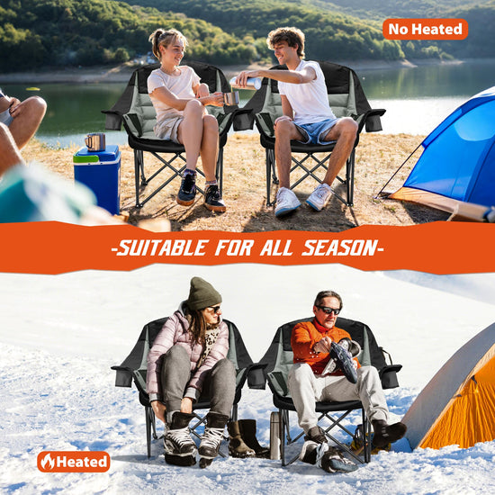 Youtanic Oversized Camping Chair, Portable Folding Camping Chairs with Side Pocket, Cup Holder and Carry Bag, Heavy Duty Outdoor Camping Chairs for Adults