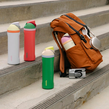 Owala FreeSip insulated stainless steel water bottle with straw, 24 oz capacity.