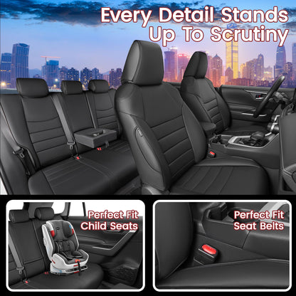 HKZ vehicle seat cover set - Leather for 2019-2025 Toyota RAV4 models LE, XLE, Limited