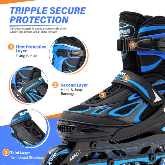 2PM SPORTS roller skates — Adjustable flashing design with light-up wheels for kids and adults