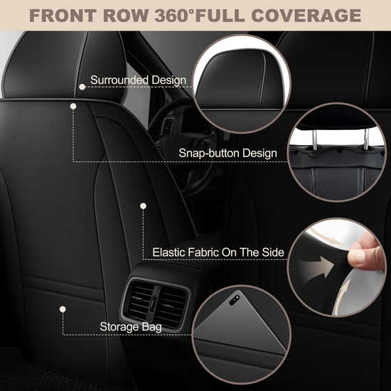 Vehicle seat cover — AOMSAZTO waterproof faux leather for Kia Seltos 2021-2026.
