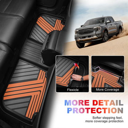 AOMSAZTO vehicle mat — All weather protection for Ford Ranger SuperCrew Cab 2024-2026