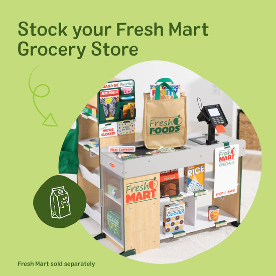 Melissa & Doug Fresh Mart Companion Set — grocery store pretend play accessories