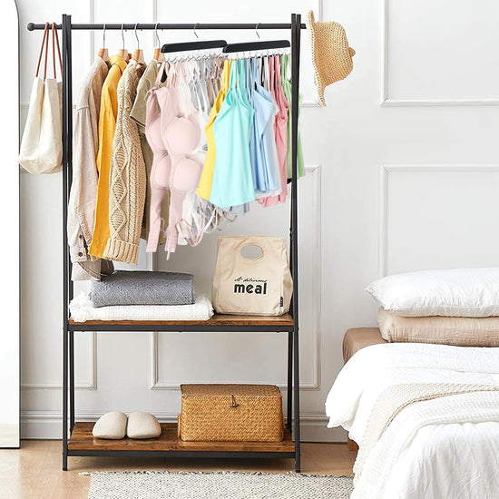 Clothes hanger — Foldable wood design with 20 hooks capacity for space saving storage