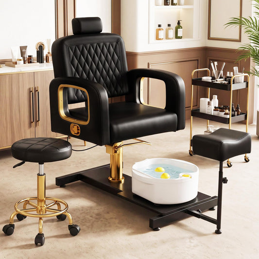 Pedicure Chair for Nail Tech, Reclining Pedicure Station No Plumbing