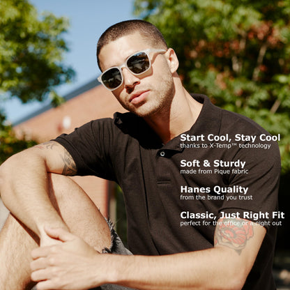 Hanes men’s x-temp short sleeve polo shirt — midweight design