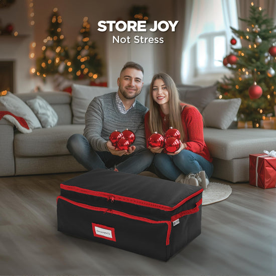 Premium ornament storage box - Holds up to 72 ornaments with adjustable compartments