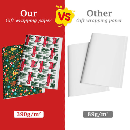 OHOME gift wrap — jumbo Christmas wrapping paper in red, green and white