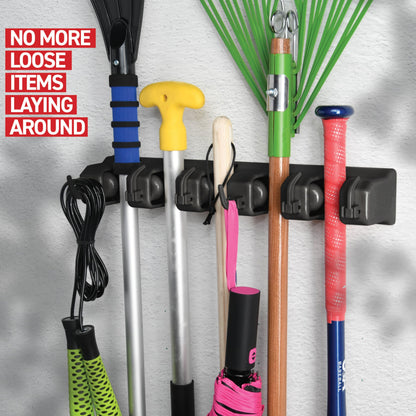 HOME IT storage rack — 5 slots and 6 hooks for efficient organization