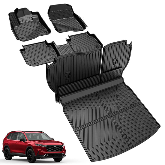 Vehicle mat — AOMSAZTO floor mats for Honda CR-V 2023-2026 with back seat protector and cargo liner