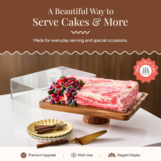 HOMESPHERE cake stand with lid — 2-in-1 dessert display and charcuterie board