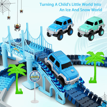 Toy vehicle set — Dinosaur world road race track with flexible track and cars set for kids